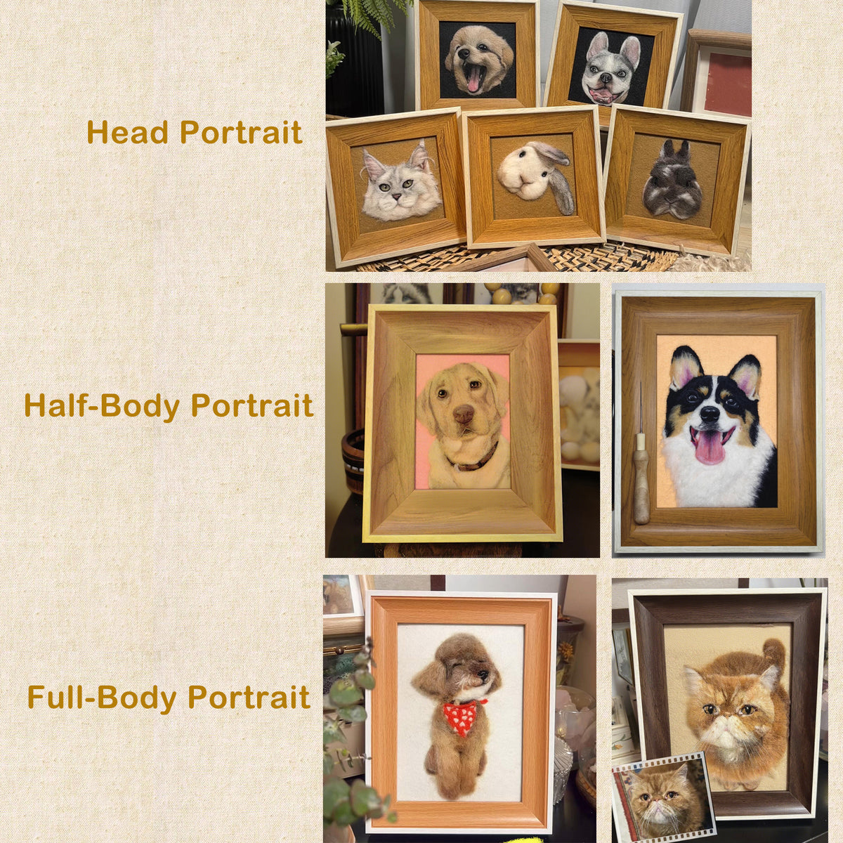 Custom Pet Portrait Frame | Needle Felted Wool Dog Cat Artwork | Personalized Handmade Pet Keepsake Gift