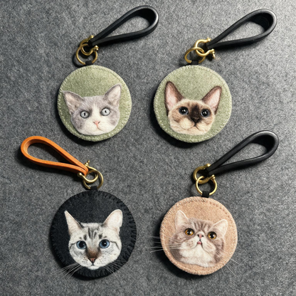 Custom Cat Bag Charm & Keychain | Custom Needle Felt Pet Portrait | Personalized Gift