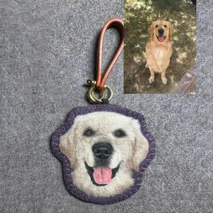 Custom Dog Portrait Felt Keychain | Needle Felted Wool Pet Charm | Handmade Pet Memorial Gift