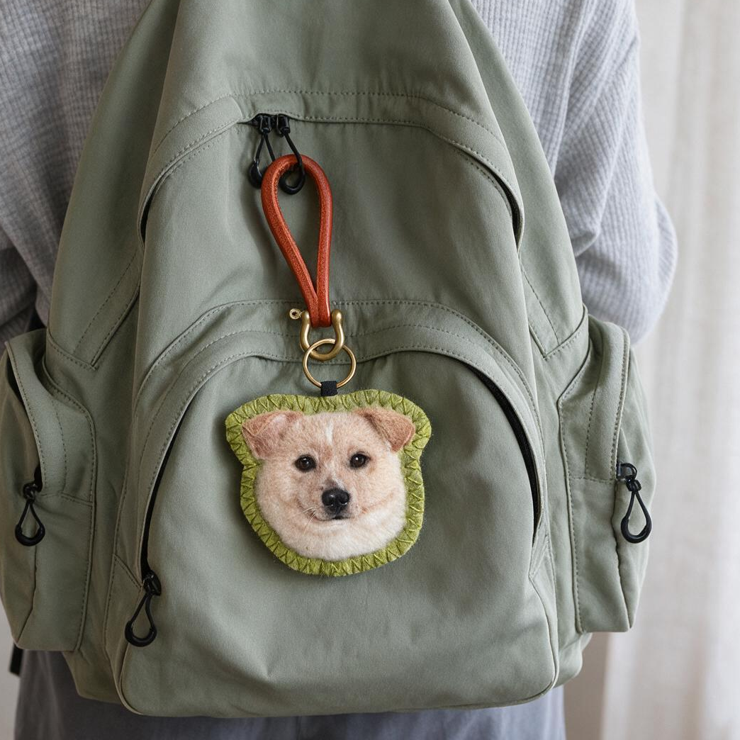 Custom Dog Portrait Keychain | Needle Felted Wool Pet Charm | Handmade Pet Memorial Gift