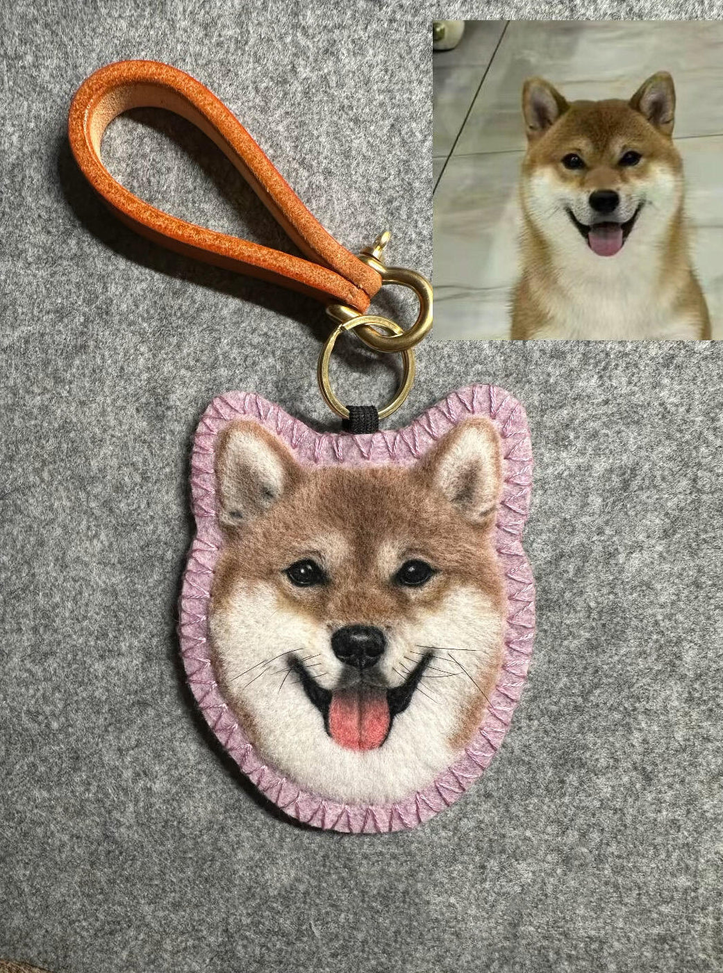 Custom Pet Memorial Bag Charm | Handmade Wool Felt Dog Portrait Keepsake |  Personalized Memorial Gift for Pet Lovers