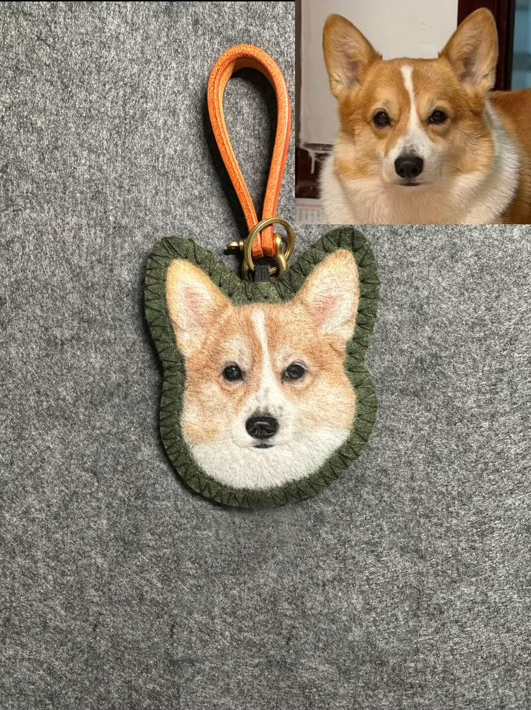Custom Pet Memorial Bag Charm | Handmade Wool Felt Dog Portrait Keepsake |  Personalized Memorial Gift for Pet Lovers