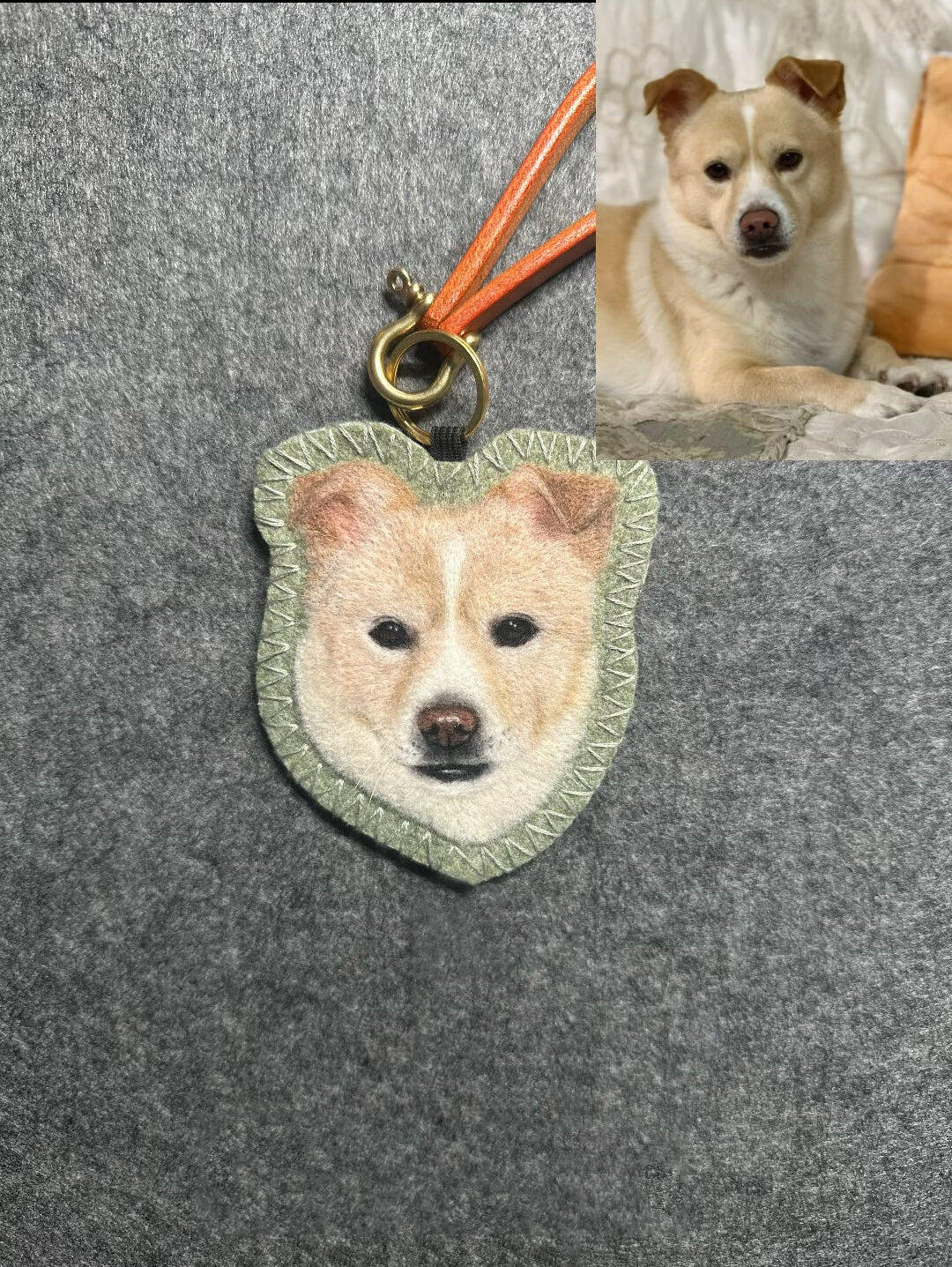 Custom Pet Memorial Bag Charm | Handmade Wool Felt Dog Portrait Keepsake |  Personalized Memorial Gift for Pet Lovers