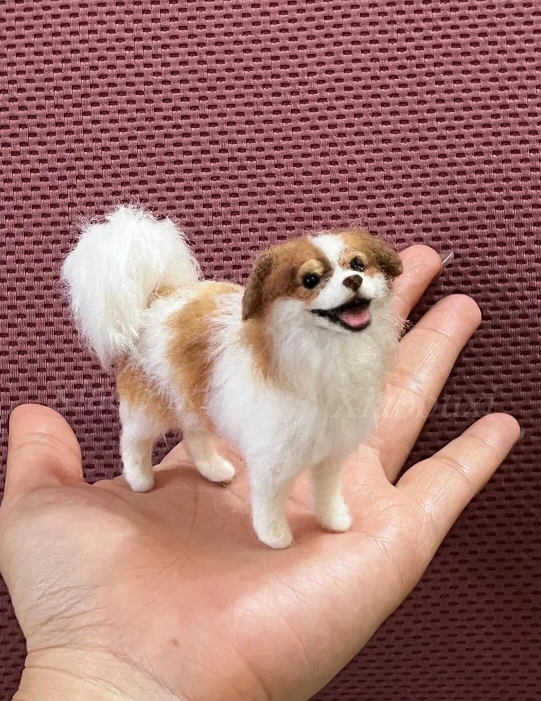 Custom Needle Felted Pet Sculpture | Miniature Wool Dog Cat Figurine | Handmade 3D Animal Keepsake