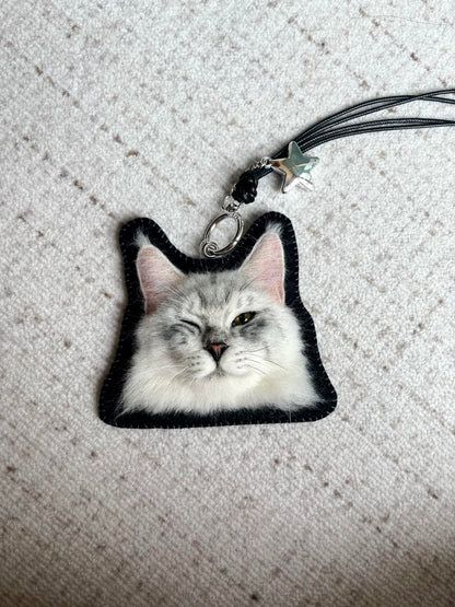Personalized 3D Felted Cat Keychain | Handmade Wool Felt Pet Portrait | Custom Cat Lover Gift