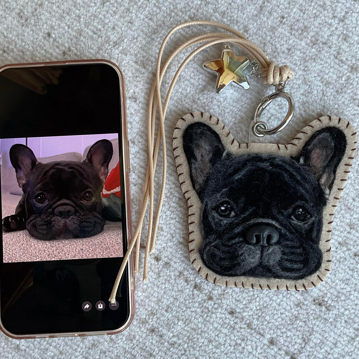 Personalized 3D Felted Dog Charm | Handmade Wool Felt Pet Portrait | Christmas Gift for Pet Lovers