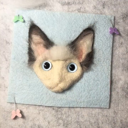 Custom 3D Cat Charm | Handmade Wool Felt Pet Portrait | Personalized Pet Keepsake Memorial Gift