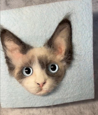 Custom 3D Cat Charm | Handmade Wool Felt Pet Portrait | Personalized Pet Keepsake Memorial Gift