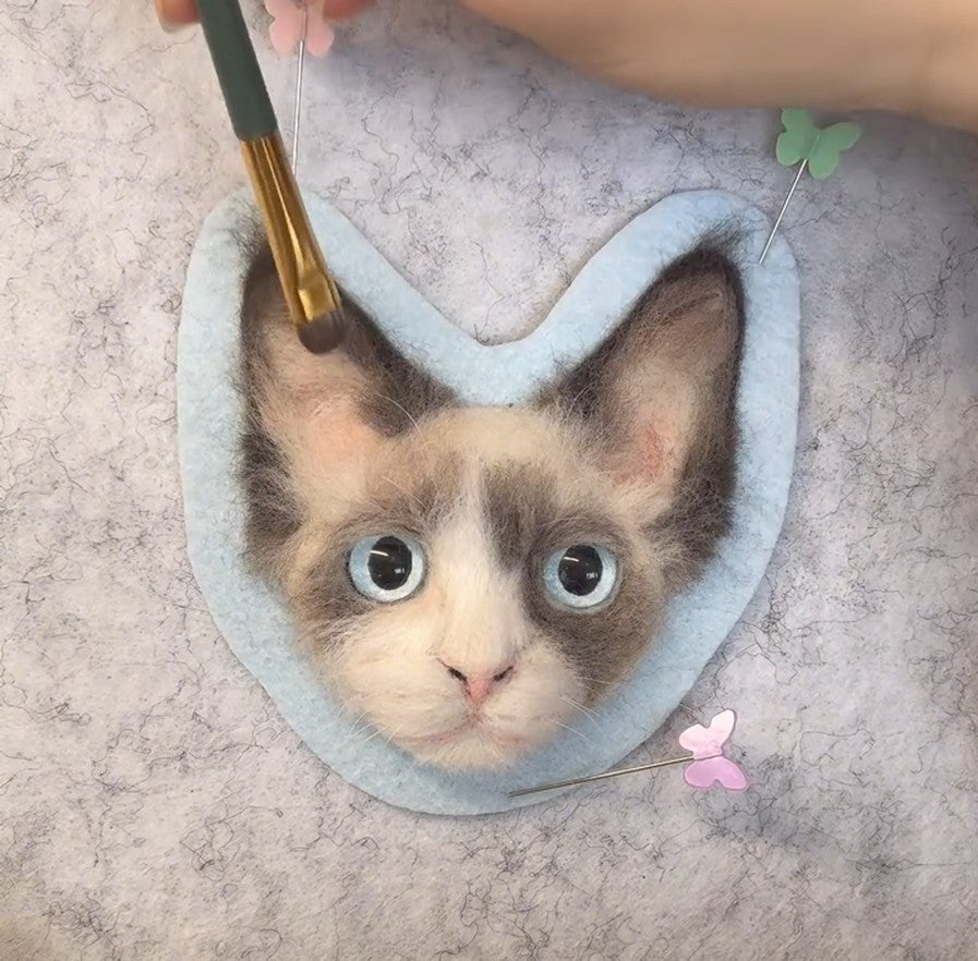 Custom 3D Cat Charm | Handmade Wool Felt Pet Portrait | Personalized Pet Keepsake Memorial Gift