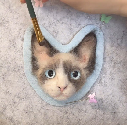 Custom 3D Cat Charm | Handmade Wool Felt Pet Portrait | Personalized Pet Keepsake Memorial Gift