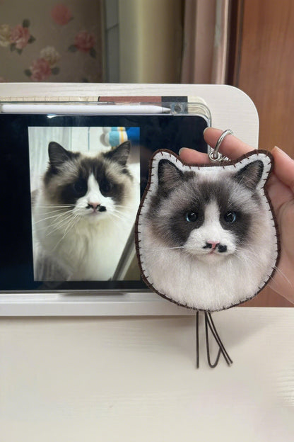 Custom 3D Cat Charm | Handmade Wool Felt Pet Portrait | Personalized Pet Memorial Gift Christmas Gift