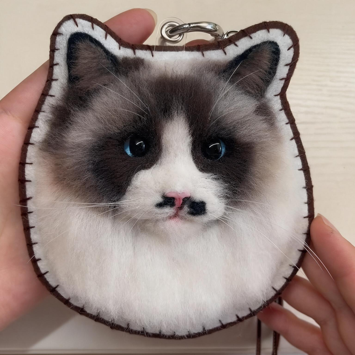 Custom 3D Cat Charm | Handmade Wool Felt Pet Portrait | Personalized Pet Memorial Gift Christmas Gift