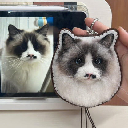 Custom 3D Cat Charm | Handmade Wool Felt Pet Portrait | Personalized Pet Memorial Gift Christmas Gift