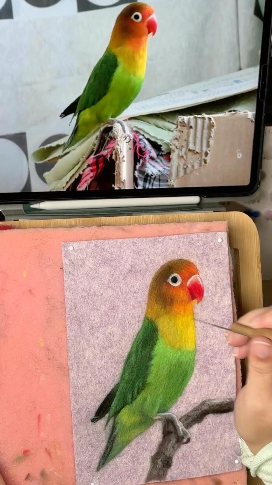 Custom Parrot Portrait Frame | Needle Felted Wool Pet Bird Artwork | Personalized Handmade Gift for Bird Lovers