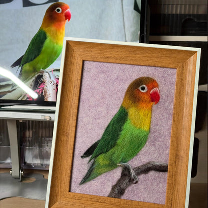 Custom Parrot Portrait Frame | Needle Felted Wool Pet Bird Artwork | Personalized Handmade Gift for Bird Lovers
