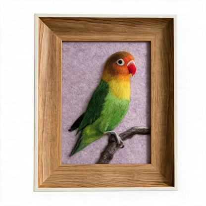 Custom Parrot Portrait Frame | Needle Felted Wool Pet Bird Artwork | Personalized Handmade Gift for Bird Lovers