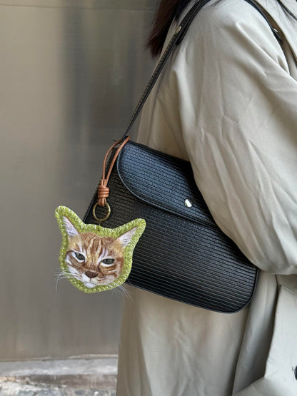 Custom Pet Portrait Felt Keychain | Needle Felted Wool Dog Cat Charm | Personalized Pet Keepsake Gift
