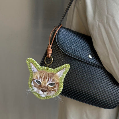 Custom Pet Portrait Felt Keychain | Needle Felted Wool Dog Cat Charm | Personalized Pet Keepsake Gift