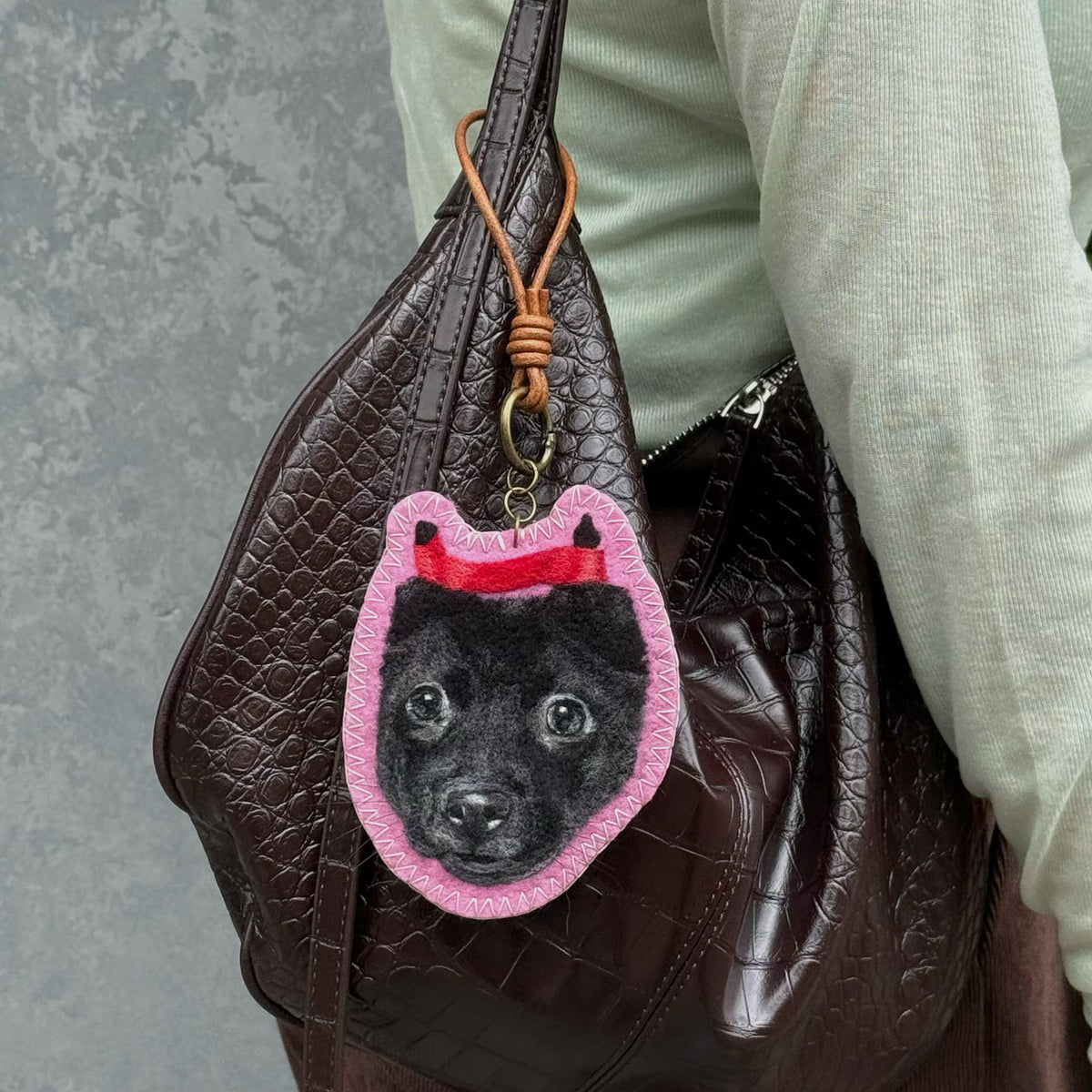 Custom Dog Portrait Felt Keychain | Needle Felted Wool Pet Charm | Personalized Pet Memorial Gift