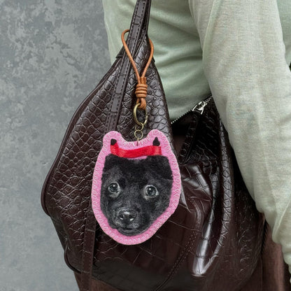 Custom Dog Portrait Felt Keychain | Needle Felted Wool Pet Charm | Personalized Pet Memorial Gift