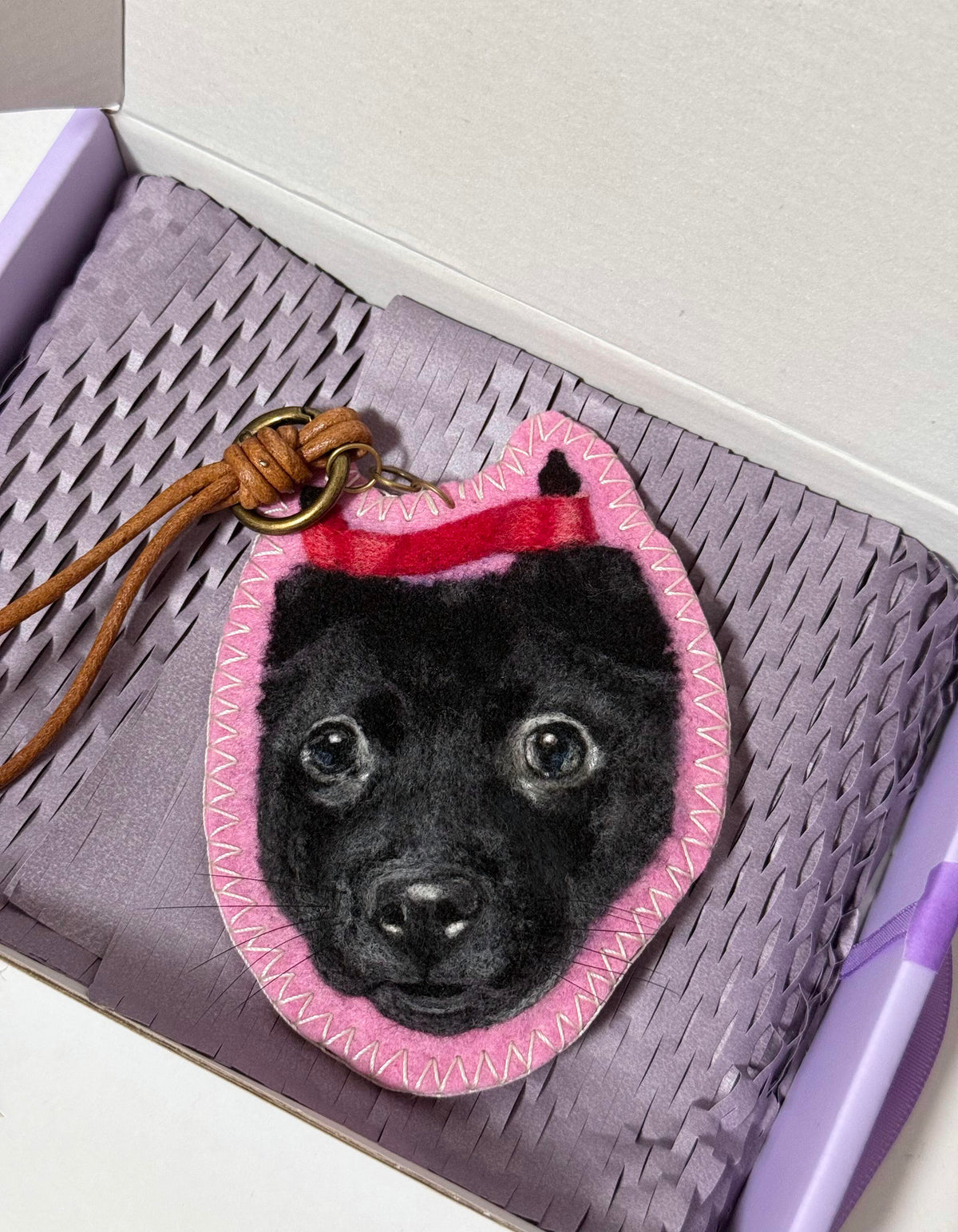 Custom Dog Portrait Felt Keychain | Needle Felted Wool Pet Charm | Personalized Pet Memorial Gift