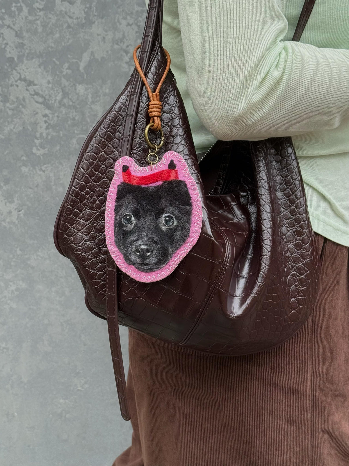 Custom Dog Portrait Felt Keychain | Needle Felted Wool Pet Charm | Personalized Pet Memorial Gift