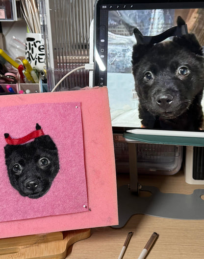 Custom Dog Portrait Felt Keychain | Needle Felted Wool Pet Charm | Personalized Pet Memorial Gift