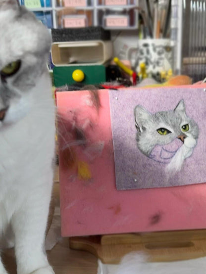Custom Cat Portrait Felt Keychain | Needle Felted Wool Pet Charm | Handmade Pet Memorial Gift