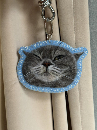Custom Pet Bag Charm & Keychain | Handmade Wool Felt Pet Portrait | Personalized Gift