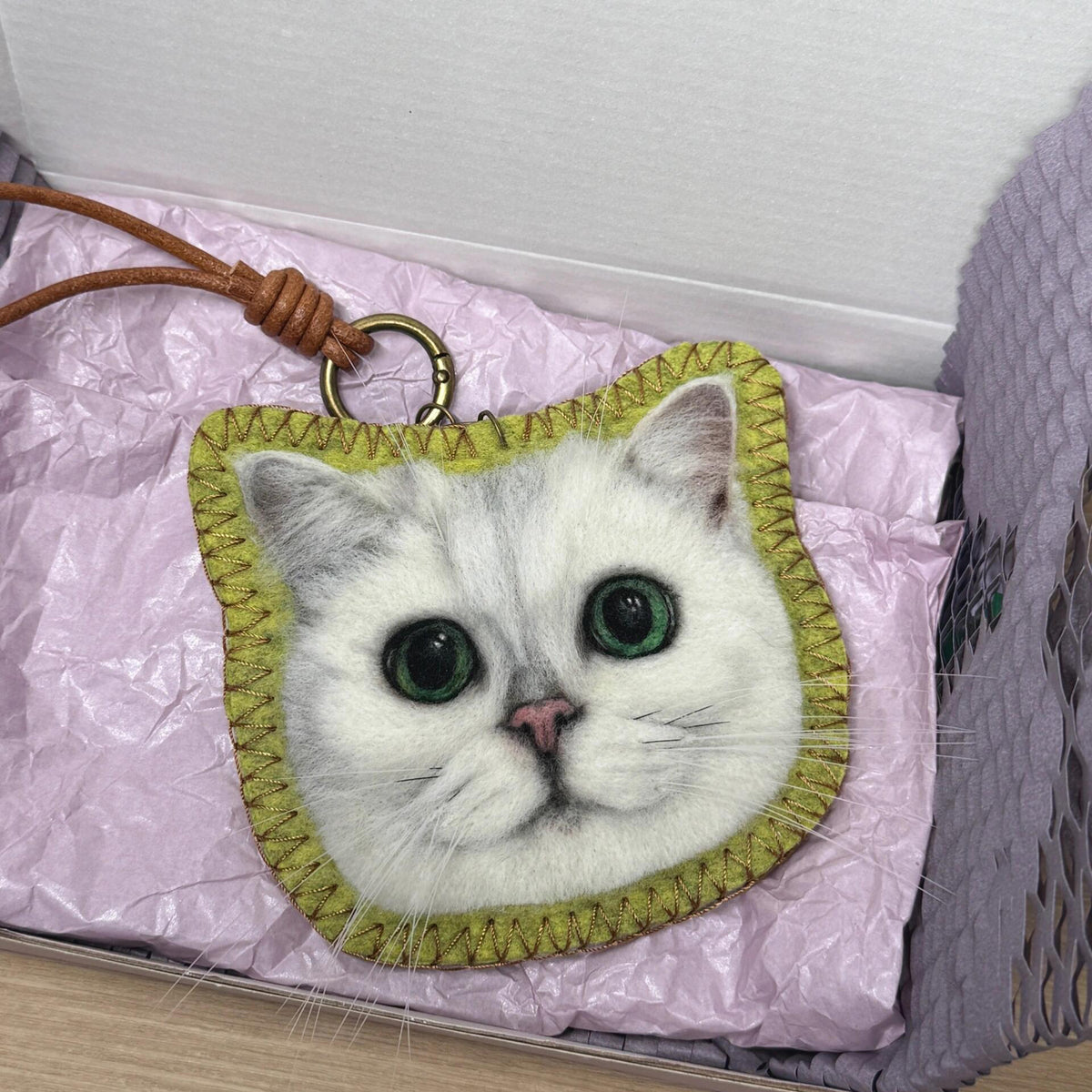 Custom Cat Bag Charm & Keychain | Handmade Wool Felt Pet Portrait | Personalized Gift