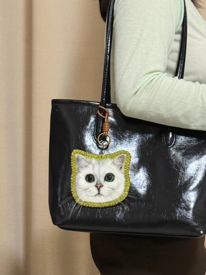 Custom Cat Bag Charm & Keychain | Handmade Wool Felt Pet Portrait | Personalized Gift