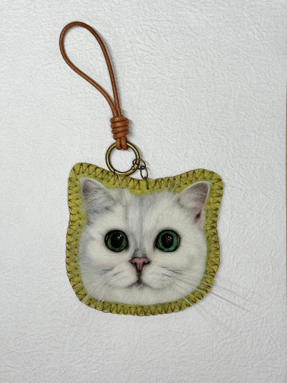 Custom Cat Bag Charm & Keychain | Handmade Wool Felt Pet Portrait | Personalized Gift
