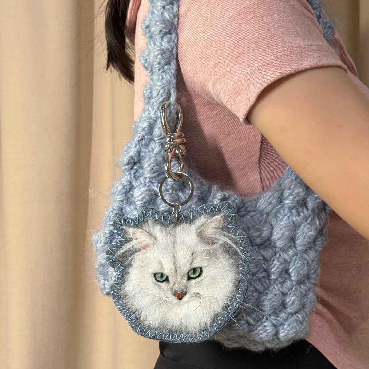 Custom Pet Bag Charm & Keychain | Handmade Wool Felt Pet Portrait | Handmade Personalized Pet Keepsake