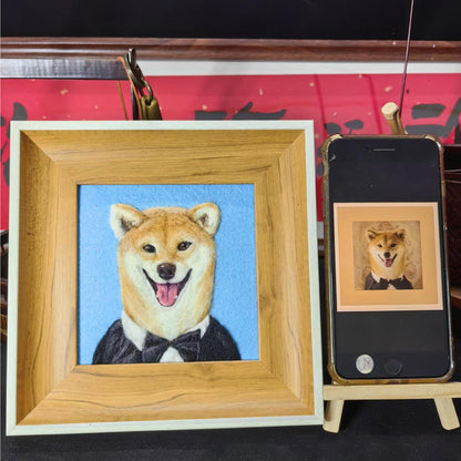 Pet Portrait Frame | Needle Felted Wool Pet Art | Handmade Fiber Art Dog Cat Keepsake Gift