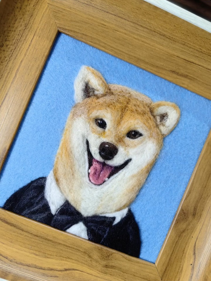 Pet Portrait Frame | Needle Felted Wool Pet Art | Handmade Fiber Art Dog Cat Keepsake Gift