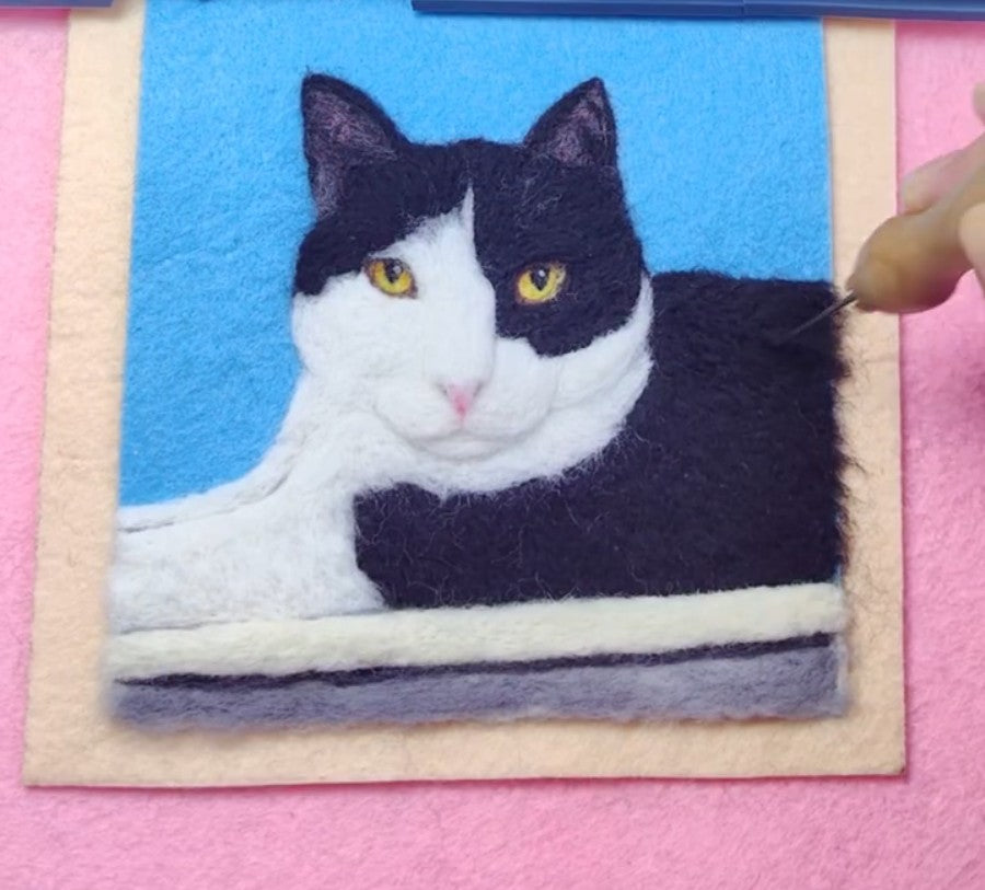 Custom Cat Portrait Frame | Handmade Wool Felt Cat Portrait | Needle Felted Pet Keepsake Art