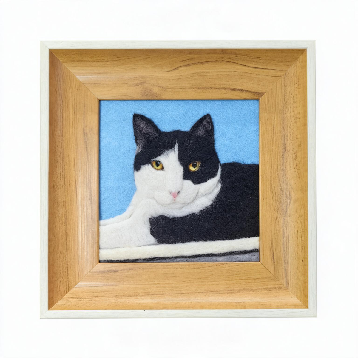 Custom Cat Portrait Frame | Handmade Wool Felt Cat Portrait | Needle Felted Pet Keepsake Art