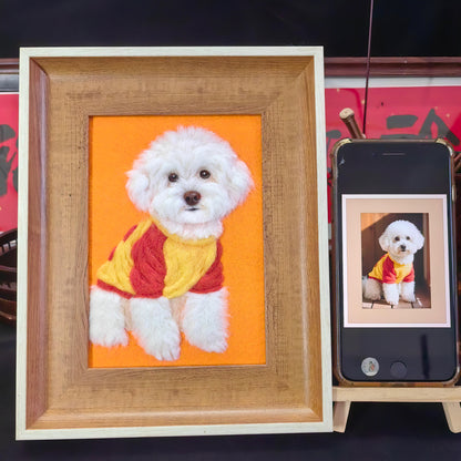 Personalized Pet Memorial Gift | Handmade Wool Felt Dog Cat Portrait | Needle Felted Pet Keepsake Gift