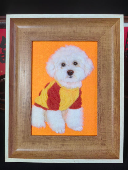 Personalized Pet Memorial Gift | Handmade Wool Felt Dog Cat Portrait | Needle Felted Pet Keepsake Gift