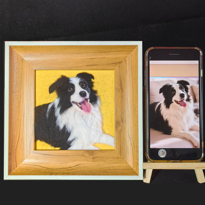 Needle Felted Wool Pet Portrait | Handmade Fiber Art Dog Cat Wall Decor | Custom Textile Pet Art Gift