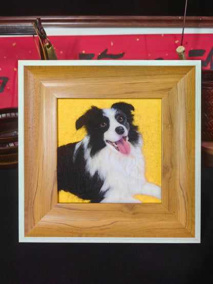 Needle Felted Wool Pet Portrait | Handmade Fiber Art Dog Cat Wall Decor | Custom Textile Pet Art Gift