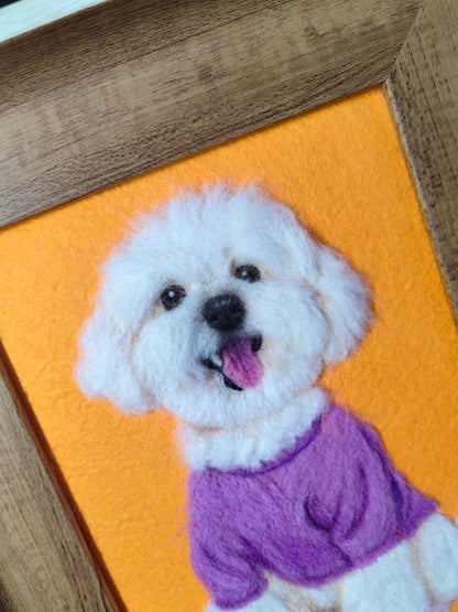 Dog Cat Memorial Gift | Custom Handmade Felt Pet Portrait | Wool Art Keepsake for Pet Lovers