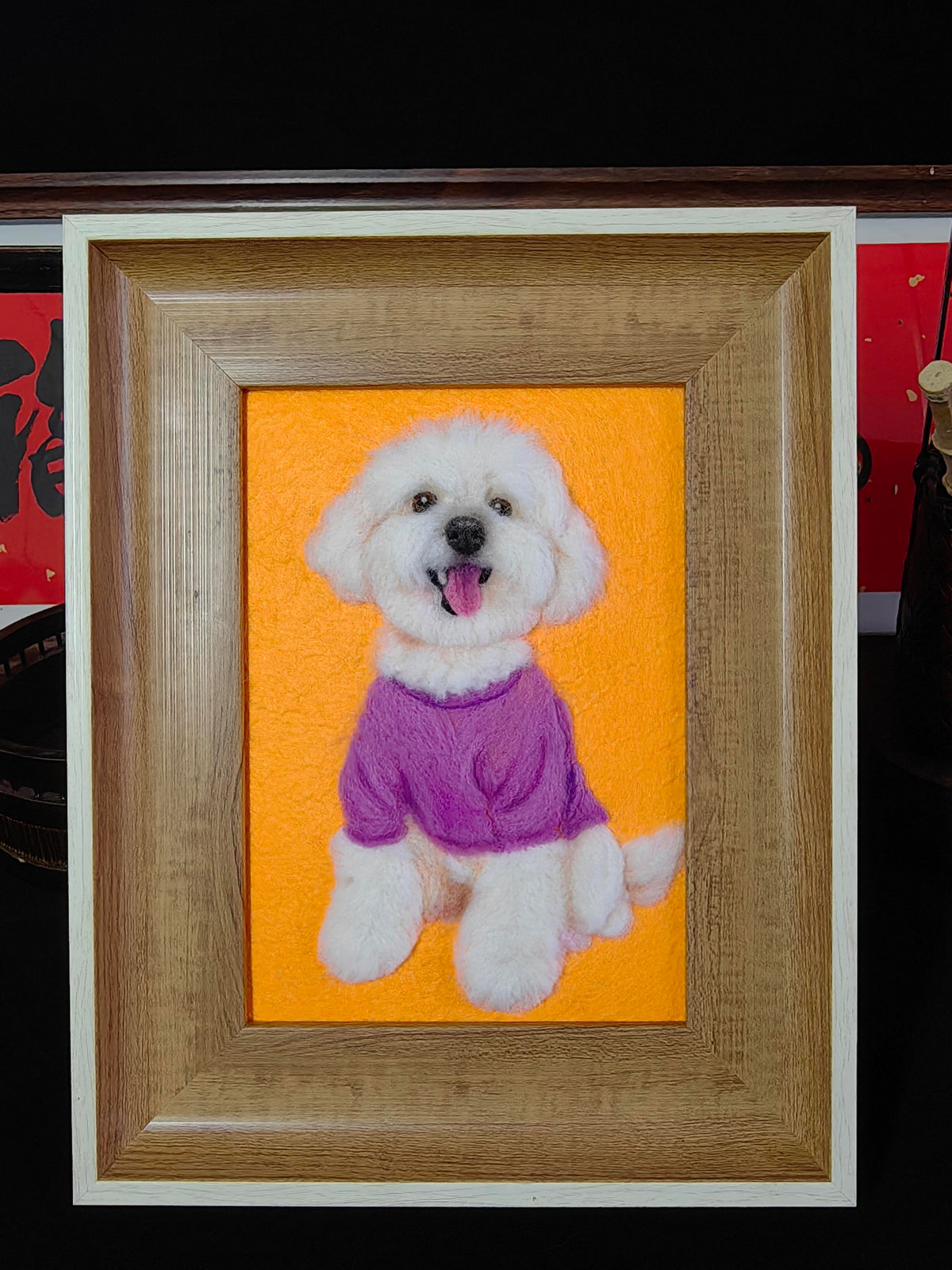 Dog Cat Memorial Gift | Custom Handmade Felt Pet Portrait | Wool Art Keepsake for Pet Lovers
