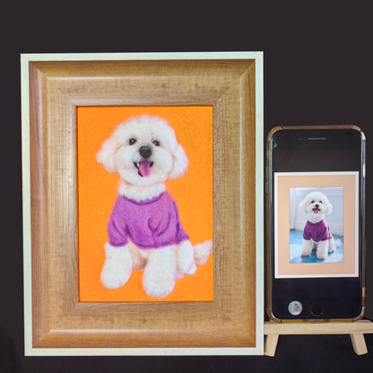 Dog Cat Memorial Gift | Custom Handmade Felt Pet Portrait | Wool Art Keepsake for Pet Lovers