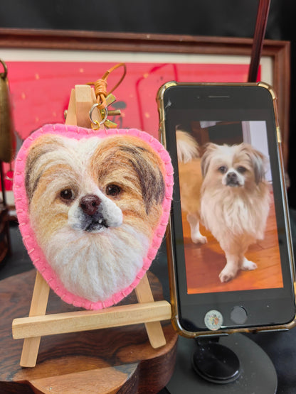 Custom 3D Dog Charm | Handmade Wool Felt Pet Portrait | Personalized Pet Memorial Gift Christmas Gift（副本）