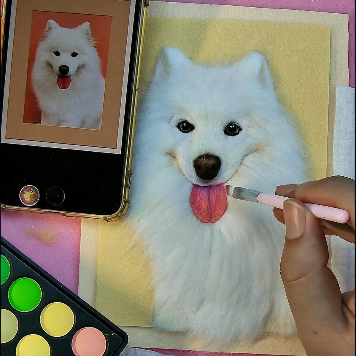 Custom Pet Portrait Frame | Handmade Wool Art Pet Portrait | Personalized Pet Keepsake Gift