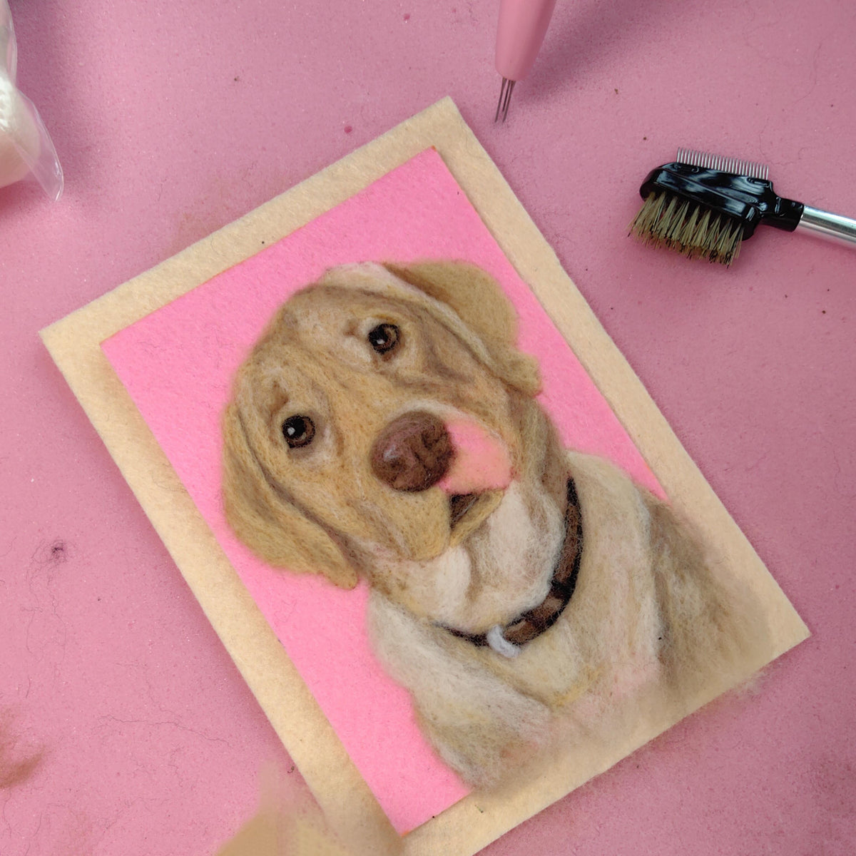 Custom Pet Portrait from Your Photo | Handmade Needle Felted Wool Art | Personalized Dog Cat Keepsake Gift
