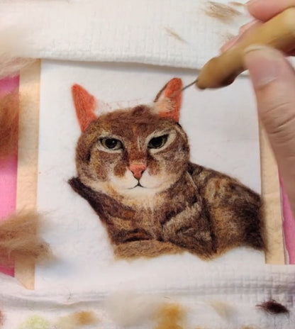 Custom Cat Portrait Frame | Handmade Needle Felted Wool Cat Art | Personalized Pet Keepsake Gift