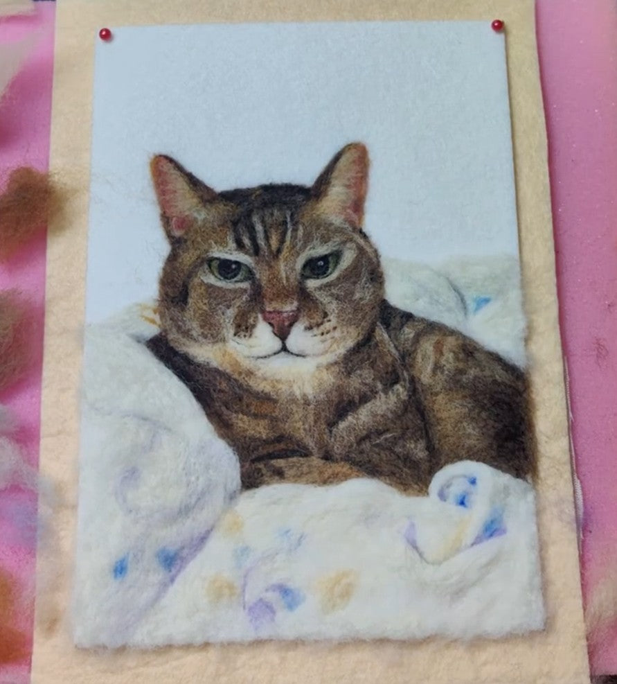 Custom Cat Portrait Frame | Handmade Needle Felted Wool Cat Art | Personalized Pet Keepsake Gift