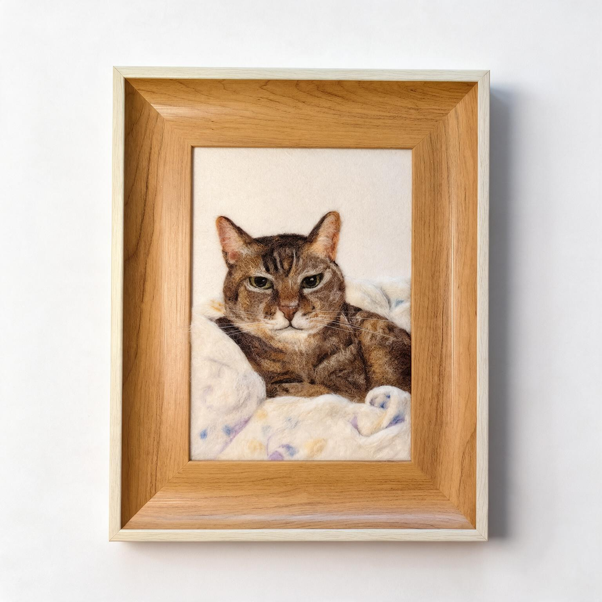 Custom Cat Portrait Frame | Handmade Needle Felted Wool Cat Art | Personalized Pet Keepsake Gift